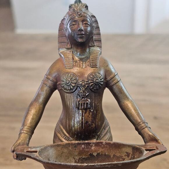 Antique Egyptian Goddess Incense Burner Revival Vantines Art Deco France 1920s - Picture 9 of 11